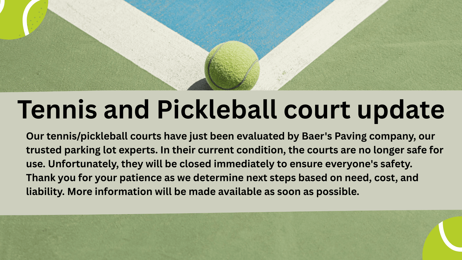 Tennis and Pickleball court update