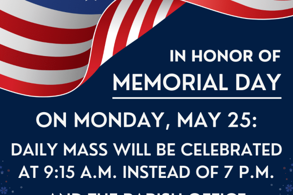 Memorial Day Schedule